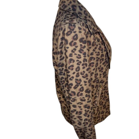 Kensie Jeans Leopard Print Assymetrical Zip Jacket Womens Lightweight Stylish - Picture 4 of 6